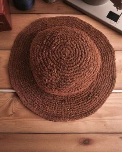 top view highlighting crochet texture
