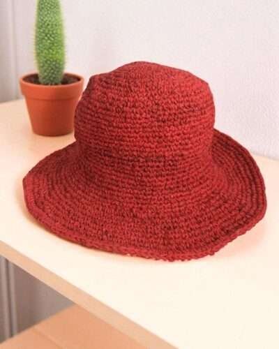 Solid Red Crochet Hat - Made from 100% Sustainable hemp - Image 2