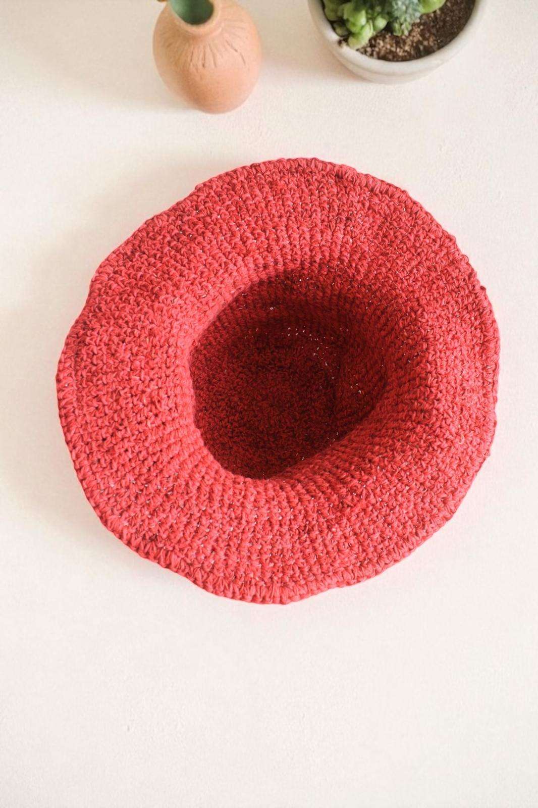 Solid Red Crochet Hat - Made from 100% Sustainable hemp - Image 3