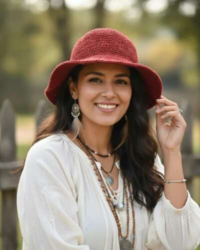 Solid Red Crochet Hat - Made from 100% Sustainable hemp