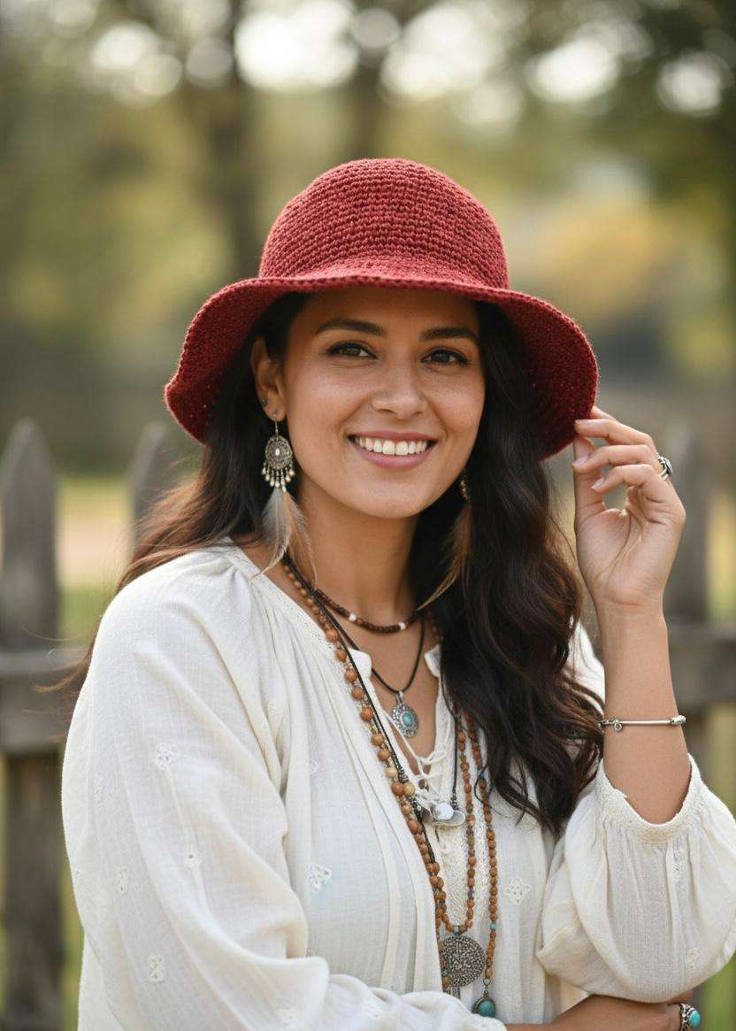 Solid Red Crochet Hat - Made from 100% Sustainable hemp