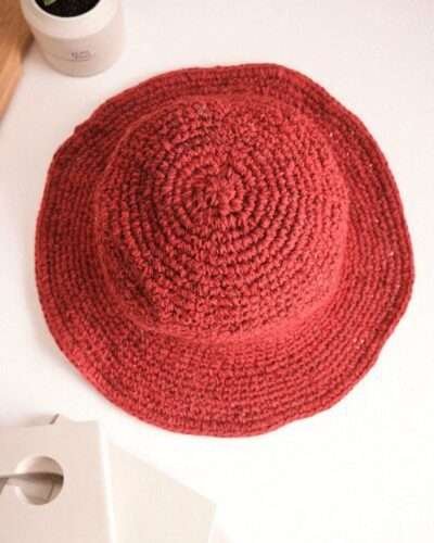 Solid Red Crochet Hat - Made from 100% Sustainable hemp - Image 4