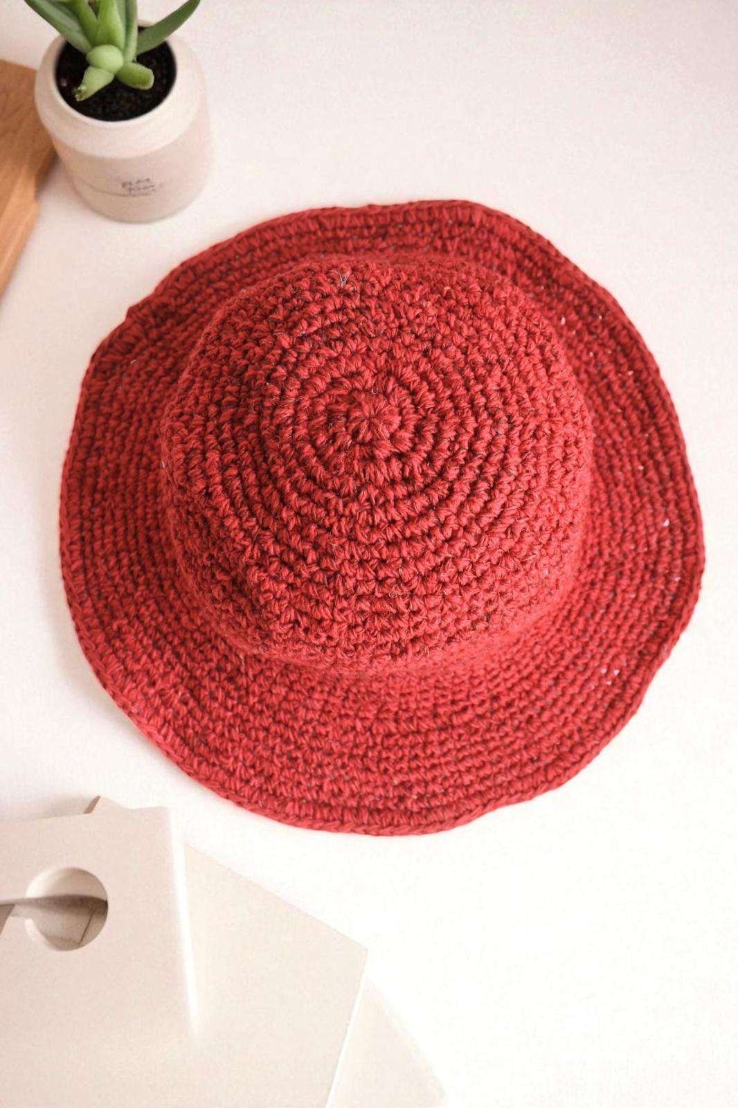 Solid Red Crochet Hat - Made from 100% Sustainable hemp - Image 4