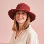 Solid Red Crochet Hat - Wide Brim