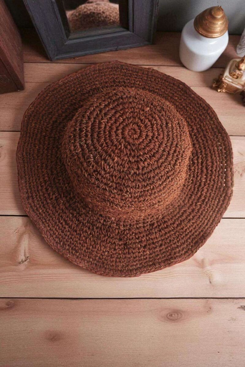 Solid Brown Crochet Hat by Spreadmaya