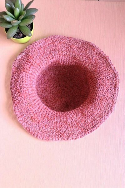 Solid Pink Crochet Hat - Image 2