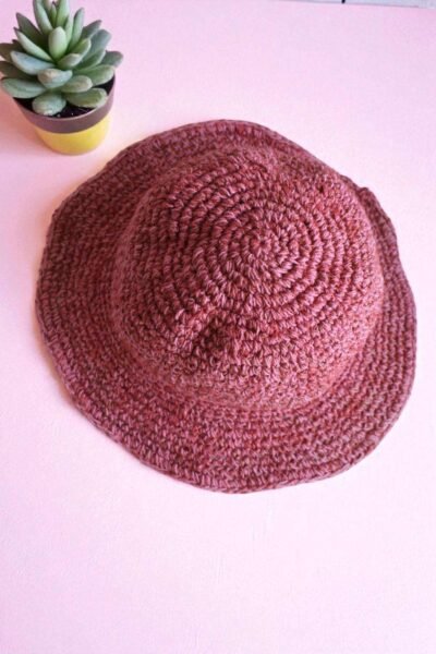 Solid Pink Crochet Hat - Image 3