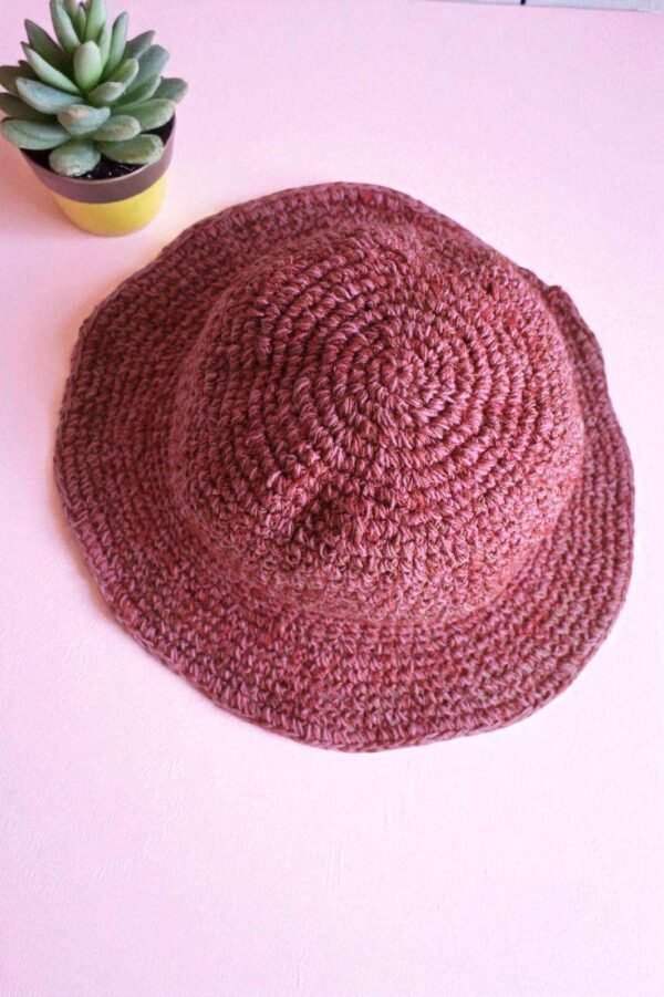 Solid Pink Crochet Hat - Image 3