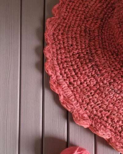 Solid Pink Crochet Hat – side view showing wide brim shape