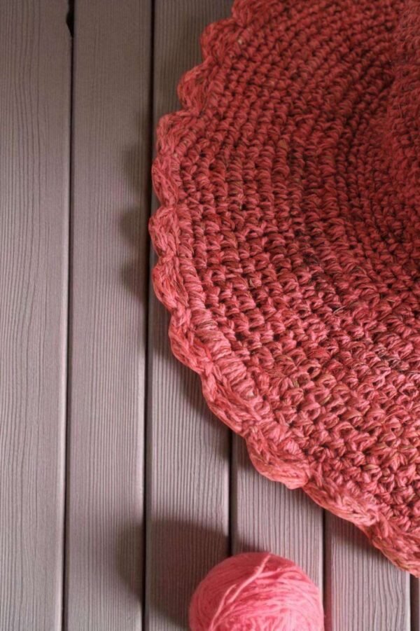 Solid Pink Crochet Hat – side view showing wide brim shape