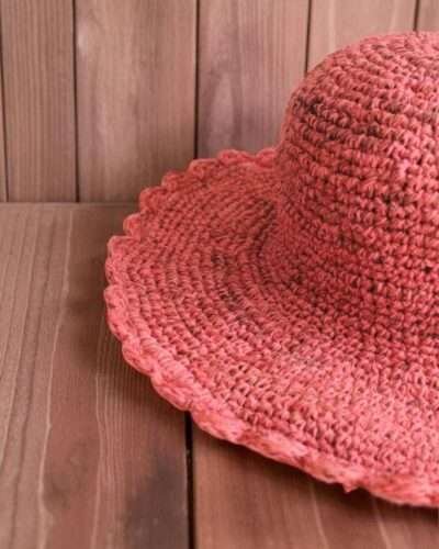 Solid Pink Crochet Hat – foldable travel-friendly hemp sun hat
