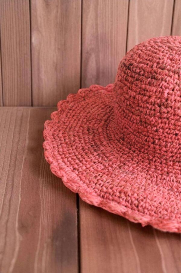 Solid Pink Crochet Hat – foldable travel-friendly hemp sun hat