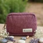 Hemp Travel Pouch for Makeup Essentials - Aubergine