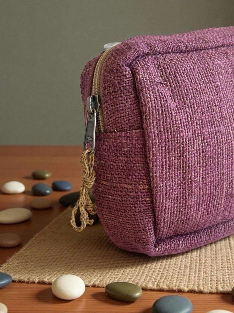 Hemp Travel Pouch for Makeup Essentials - Aubergine - Image 3