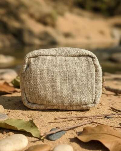 Hemp Travel Pouch - Natural Beige Made in Nepal - With Premium YKK Zipper - Image 2