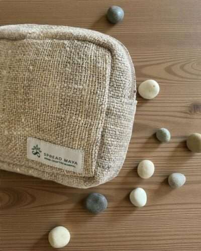 Hemp Travel Pouch - Natural Beige Made in Nepal - With Premium YKK Zipper - Image 4