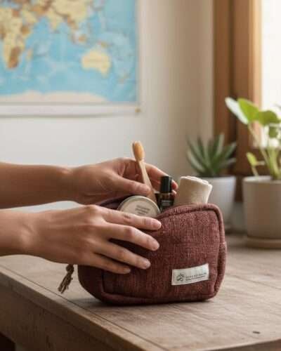 Hemp Travel Pouch: Brown - Image 3