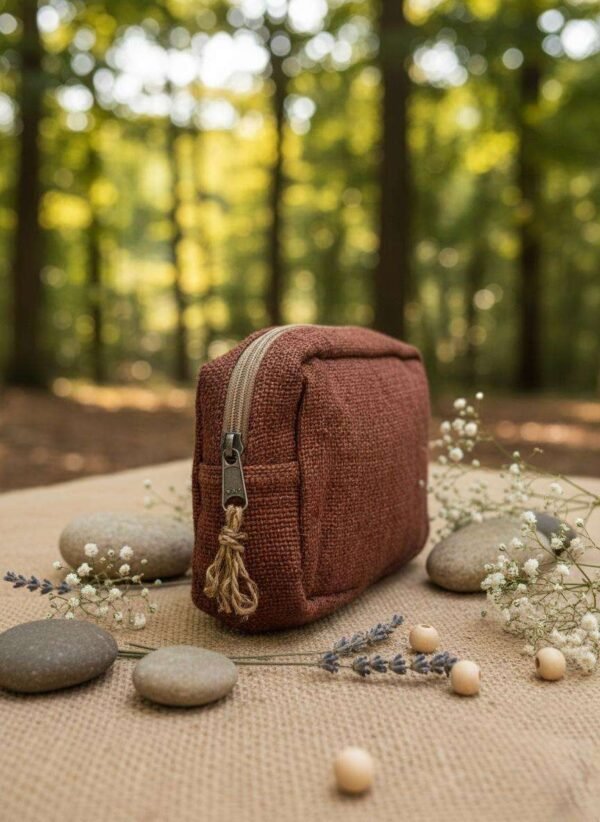 Hemp Travel Pouch: Brown - Image 4