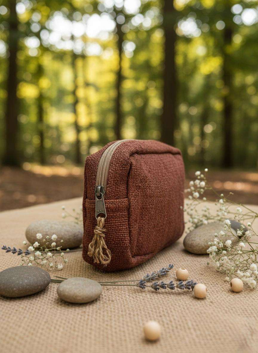 Hemp Travel Pouch: Brown - Image 4