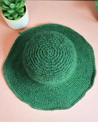 Sage Green Crochet Hat - Adjustable Copper Wire Brim - Made from 100% Hemp - Image 4