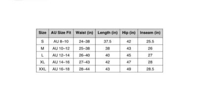 hemp trousers size measurements
