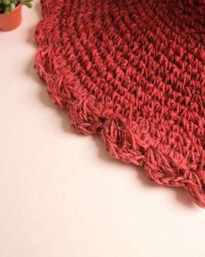 Solid Red Crochet Hat - Wide Brim - Image 5