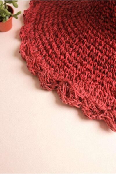 Solid Red Crochet Hat - Wide Brim - Image 5