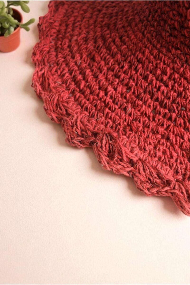 Solid Red Crochet Hat - Wide Brim - Image 5