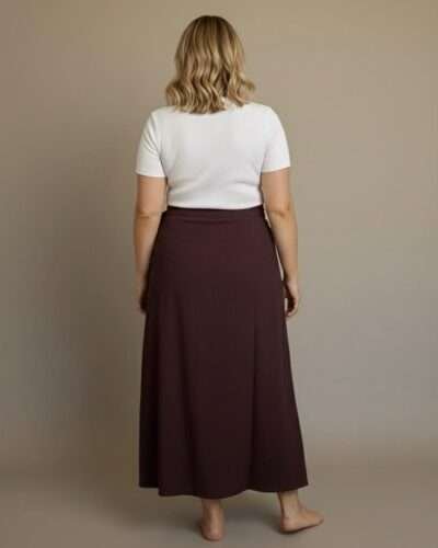 Burgundy Handmade Cotton Wrap Skirt - Image 4