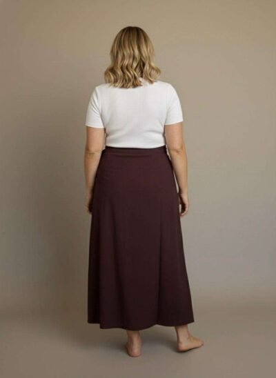 Burgundy Handmade Cotton Wrap Skirt - Image 4