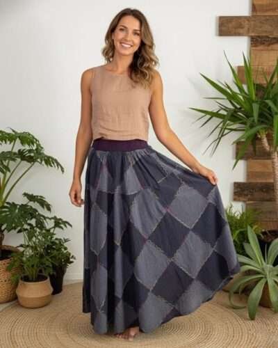 a model wearing earthy elegance skirt from spreadmaya