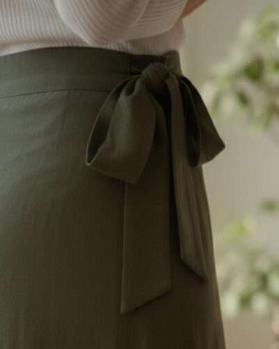 Green Cotton Wrap Skirt - Premium Cotton - Handmade in Nepal - Image 5