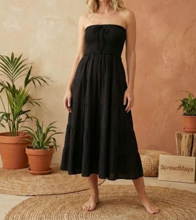Himalayan 2 in 1 Convertible Cotton Skirt Dress Mustard Back