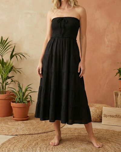 Himalayan 2 in 1 Convertible Cotton Skirt Dress Mustard Back
