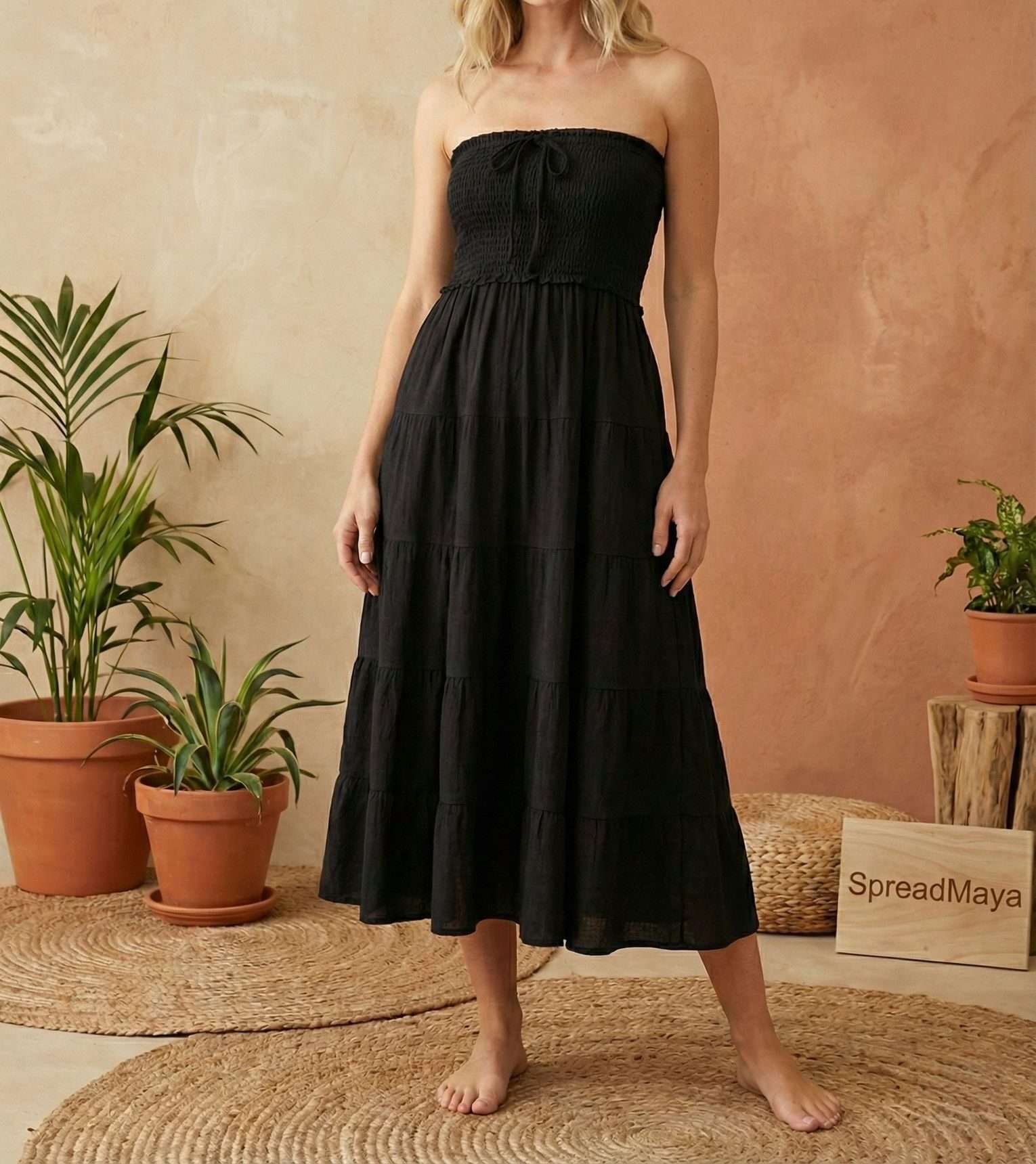 Himalayan 2 in 1 Convertible Cotton Skirt Dress Mustard Back