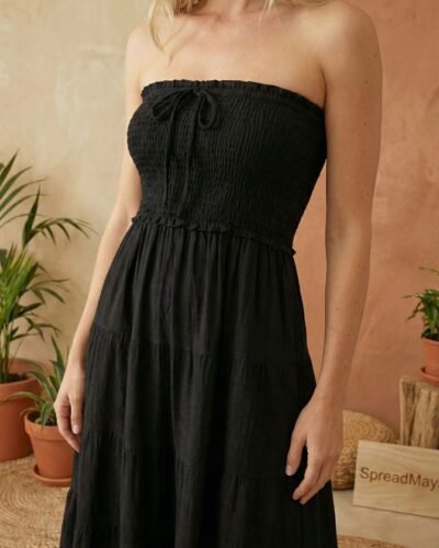 Himalayan-2-in-1-Covertible-Cotton-Skirt-Dress-Black-zoom
