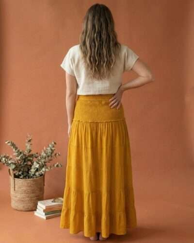 Himalayan-2-in-1-Covertible-Cotton-Skirt-Dress-Mustard-Back