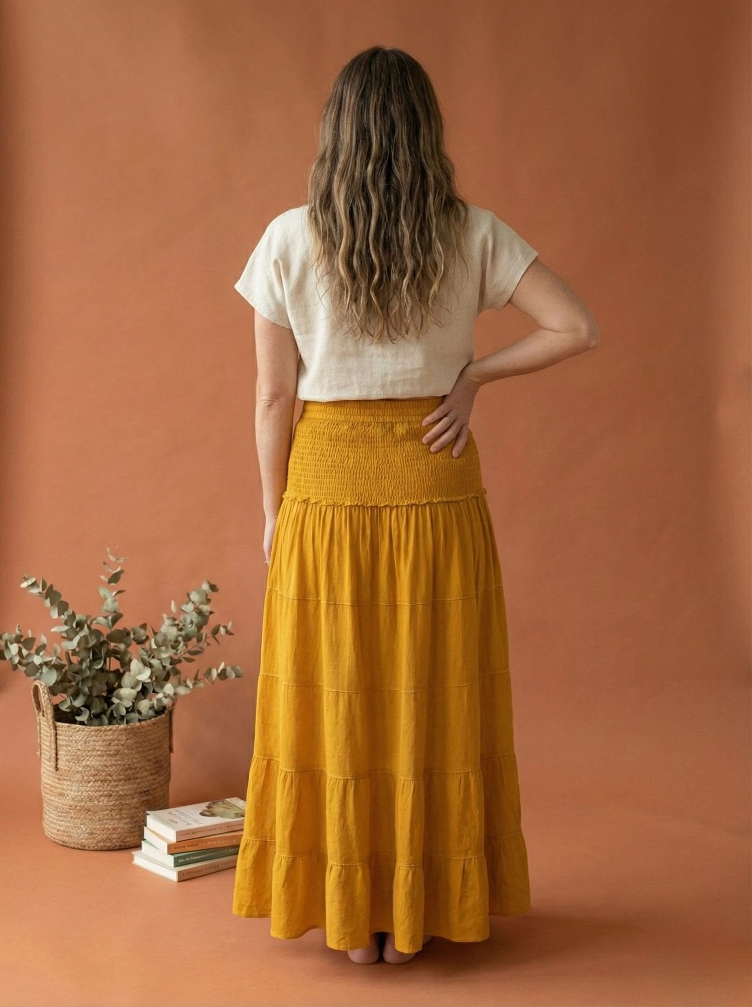 Himalayan-2-in-1-Covertible-Cotton-Skirt-Dress-Mustard-Back