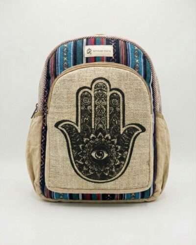 hamsa print hemp backpack