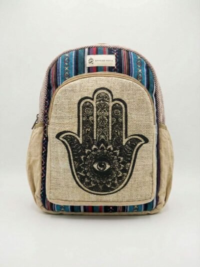 hamsa print hemp backpack