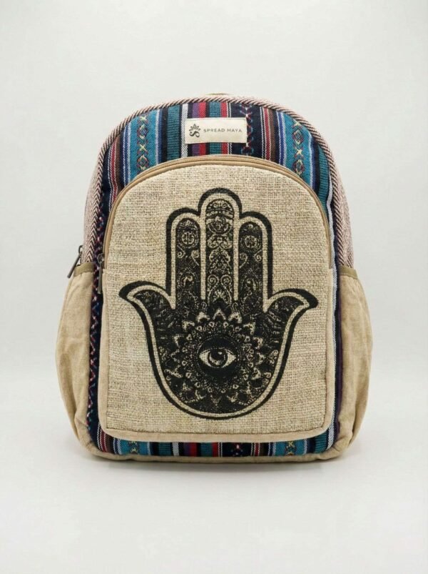 hamsa print hemp backpack