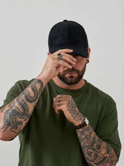 a man wearing black hemp cap