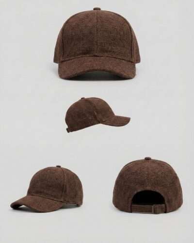 brown hemp cap in collage showing different sides
