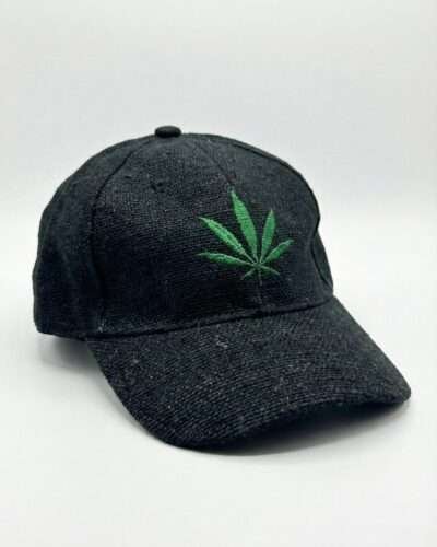 Black Hemp Leaf Cap - Green Leaf Embroidery - Image 3