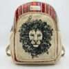 lion print on a hemp backpack