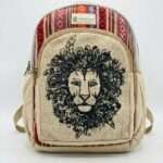 Lion Print Hemp Backpack for Daily Use