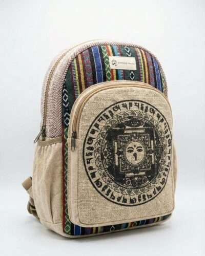 Mandala Print Hemp Backpack - Made in Nepal