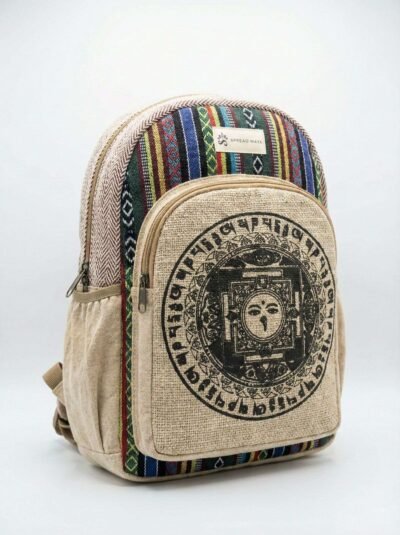 Mandala Print Hemp Backpack - Made in Nepal