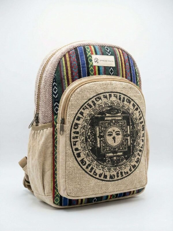 Mandala Print Hemp Backpack - Made in Nepal