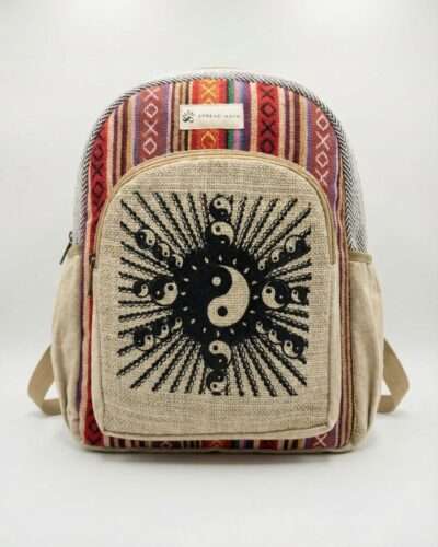 100% Peace Print Hemp Backpack - Made in Nepal